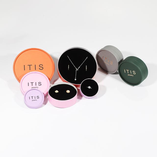 Color Natural Quality Mini Circular Earring Paper Packaging Box Custom