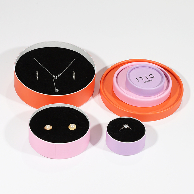 Color Natural Quality Mini Circular Earring Paper Packaging Box Custom