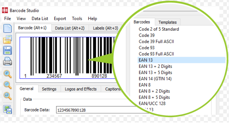 Create barcodes in barcode software